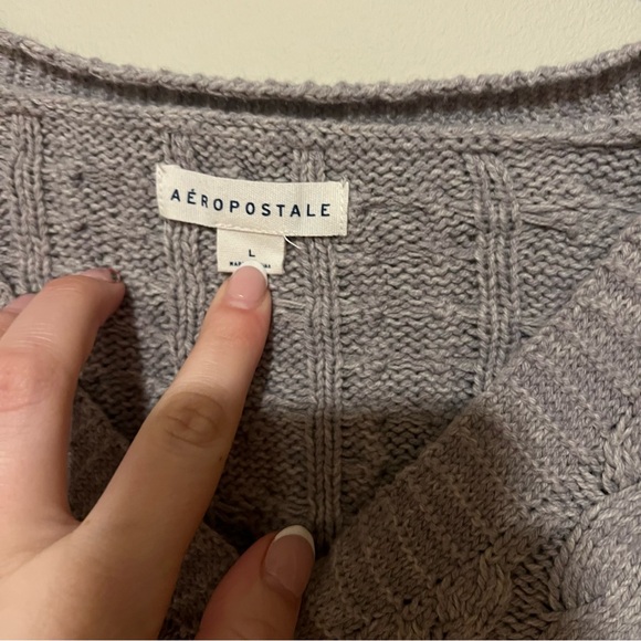Aeropostale Charcoal Cable Knit Cardigan - Picture 3 of 3